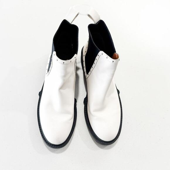 Coach Lory Leather Combat Bootie Slip on Mint Condition White Black Size 10 - Picture 1 of 7